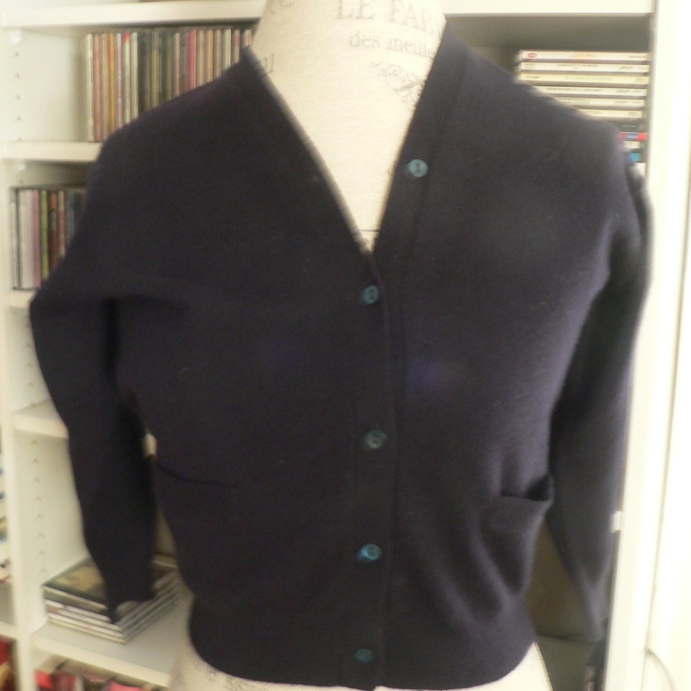 TSE CASHMERE NAVY SHRUNKEN CARDIGAN - XL